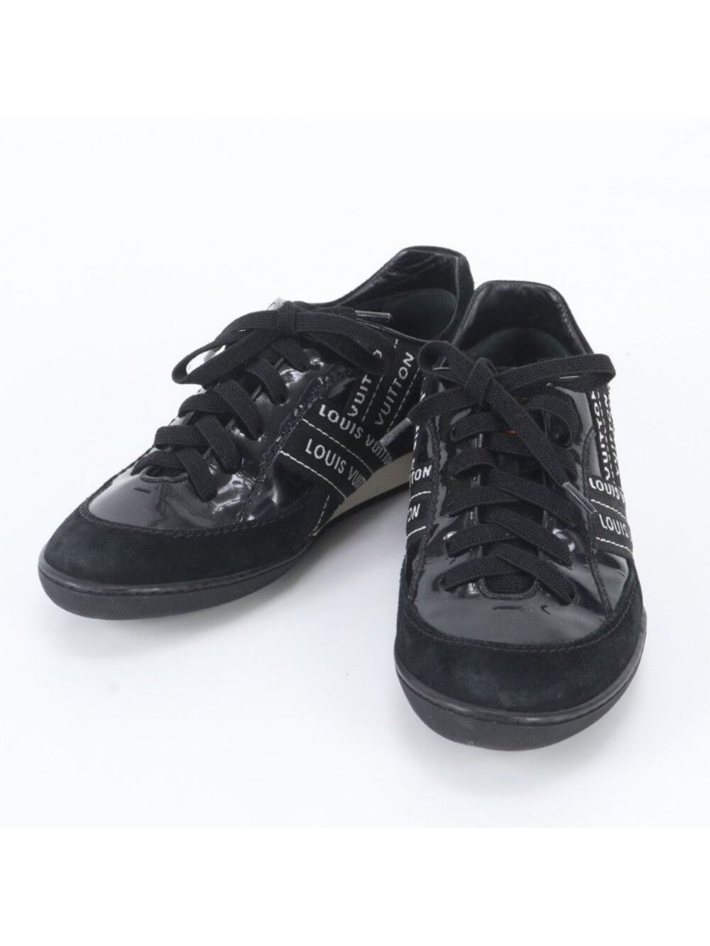 Louis Vuitton Leather Low Top Sneakers Lace-up Shoes Black